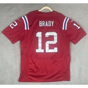 VTG Nike Elite Jersey Tom Brady #12 New England Patriots Mens 50 XL Red READ